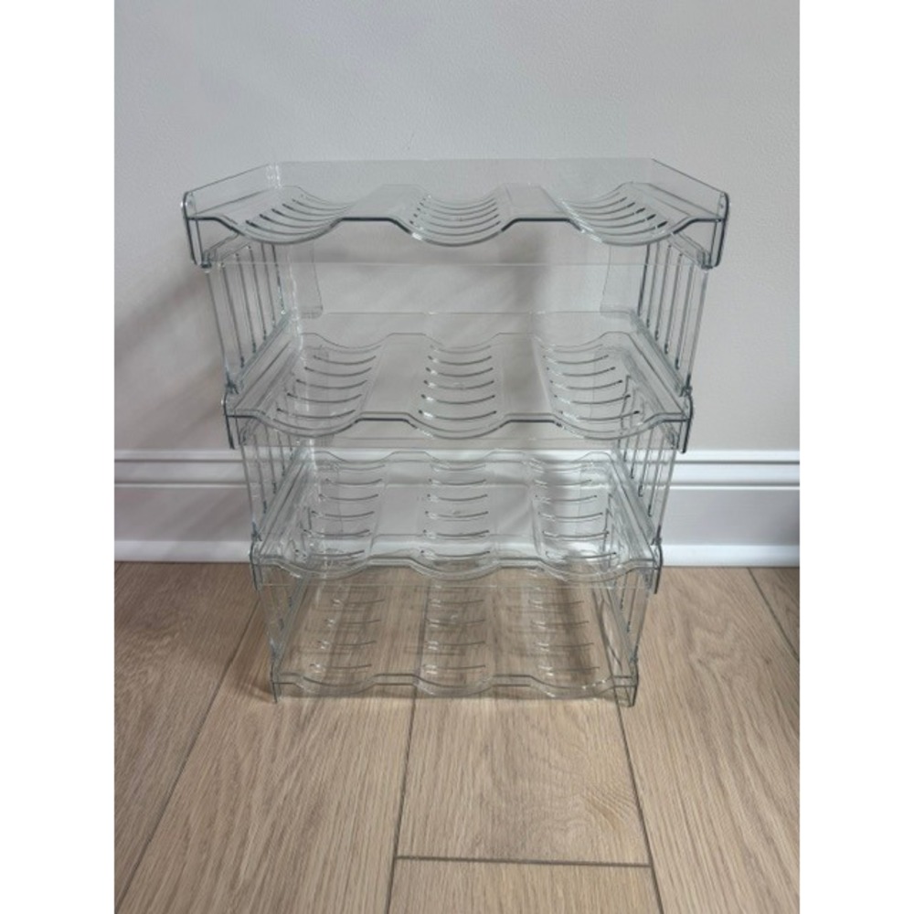 Clear Acrylic Stackable Wine Rack 4 Tier Plastic Water Bottle Organizer Holder